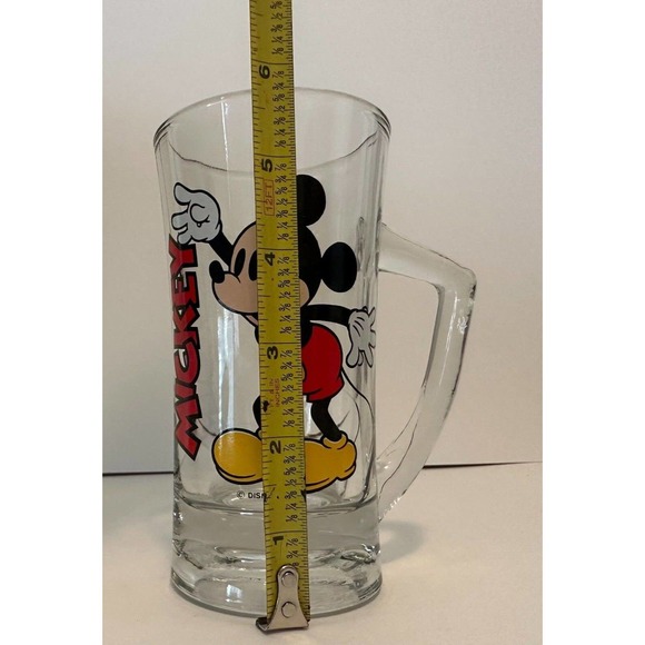 DISNEY Mickey Mouse VINTAGE Glass Mug Stein w/ Handle Excellent Graphics - Picture 10 of 12